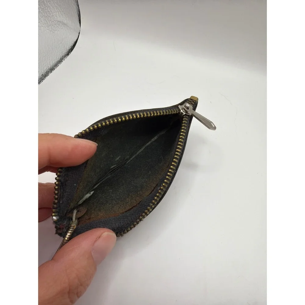 Etienne Aigner Coin Purse Burgundy Leather Vintage Key Pouch Zip Flawed